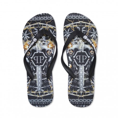 Philipp Plein Uniszex Strandpapucs BRD_90199_BLACK-MULTI MOST 80010 HELYETT 13642 Ft-ért!
